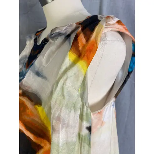 Âme Sœur Berlin Handmade Abstract Silk Blend Tunic Dress 10 Artwear Germany Orange Size 6