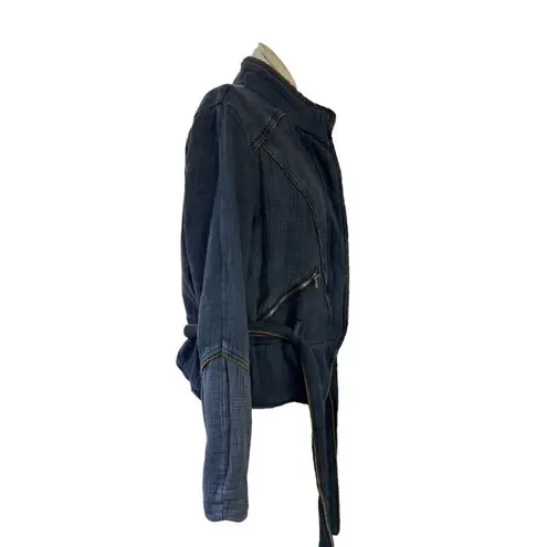 Free People Double Cloth Twill Wrap Jacket In Navy Women’s Small