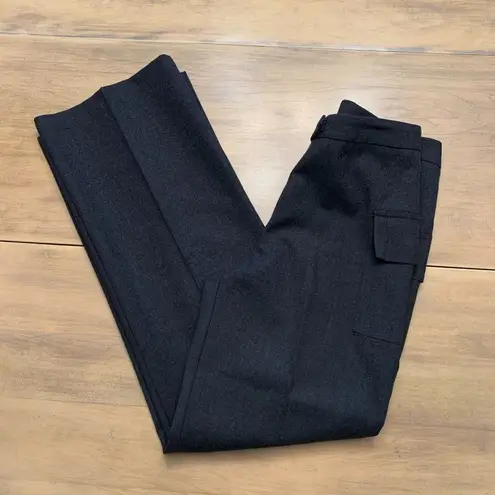 Madison Brown Pleated Wide Leg Business Slack Pants w/ Pockets Black/Grey Size 8