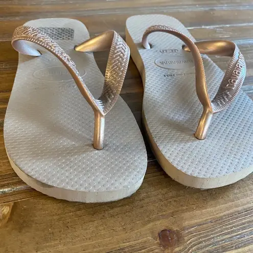 Havaianas  Tiras Rose Gold Flip Flop Sandals 6