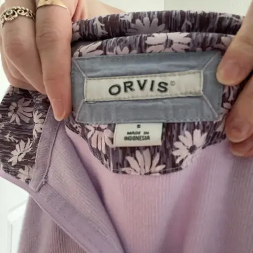 Orvis  Lavender Floral Detail Quarter Zip Sweatshirt