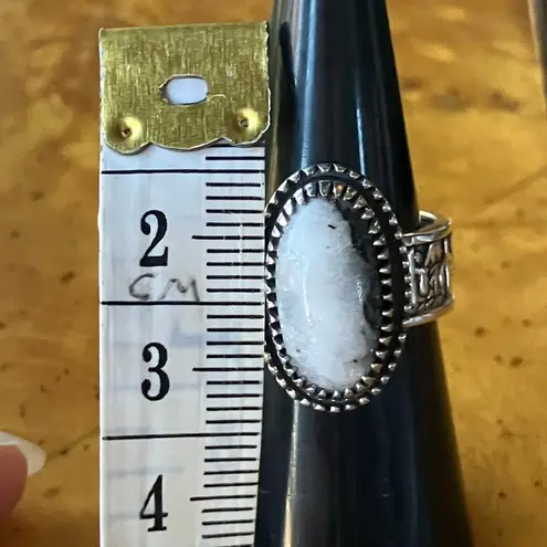 Natural White Buffalo Sterling Silver Cactus Ring Size 7