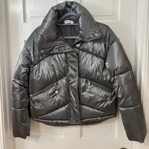 Molly Bracken Lili Sidonio For Warm Puffer Jacket Baddie Pewter Metallic Sx XS