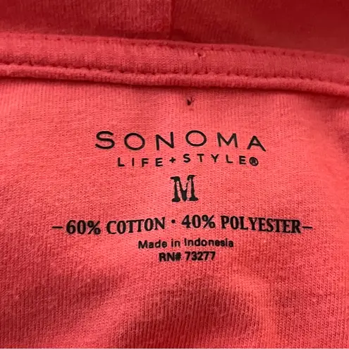 Sonoma Life + Style Hoodie Striped Pullover Hem Splits Gray/White M Gray Size M