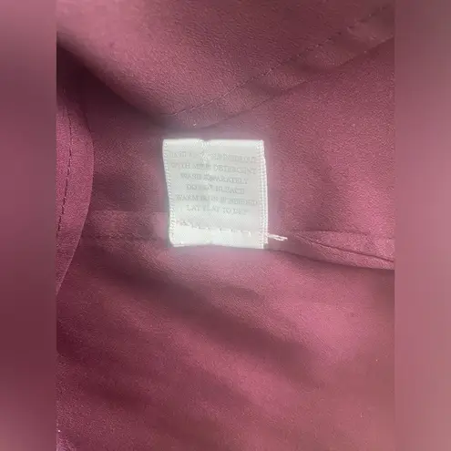 Bobi Top Womens Medium Split V-Neck Long Sleeve Plum Purple Blouse