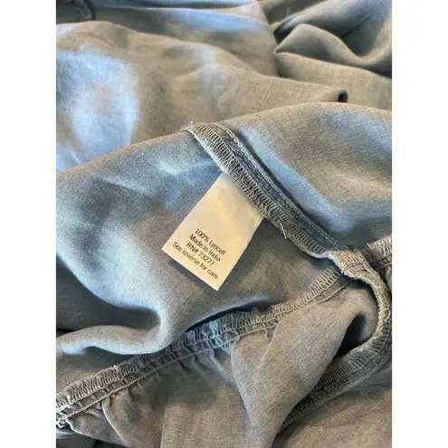 SONOMA TIERED BUTTON FRONT SCOOPNECK MIDI TANK SMOCK DENIM DRESS POCKETS L #193 Blue Size L