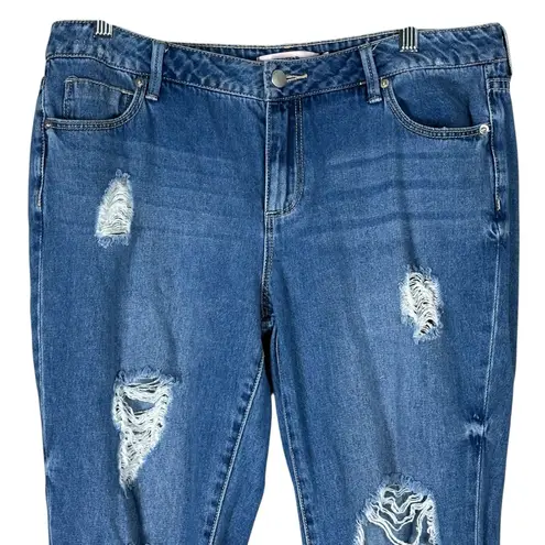 JustFab Distressed Skinny Jeans Womens 29 Medium Wash Rigid Festival Skater Blue