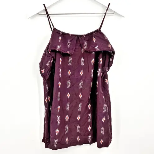 Madewell  Ikat Ruffle Camisole Tank Top Burgundy Size Small