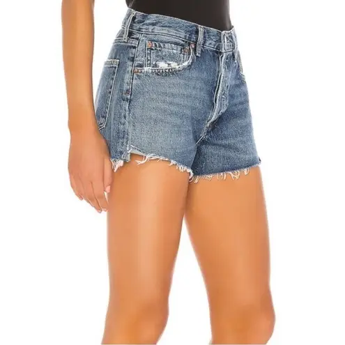 AGOLDE  Parker Vintage Jean Shorts Size 25 Medium Blue Raw Hem