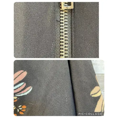 Who What Wear  Womens M Jacket Black Fall Floral Zipper w/‎ Pockets Cinch Waist