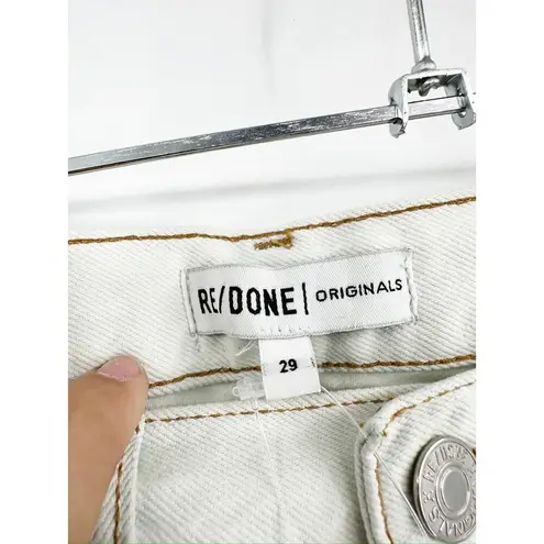 RE/DONE Wide Leg High Rise Raw Hem Bleach Light Wash Crop Jeans Size 29 NWD
