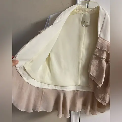 Elevenses Elvenses Anthropologie cream blazer tiered ruffled cropped Sz 8