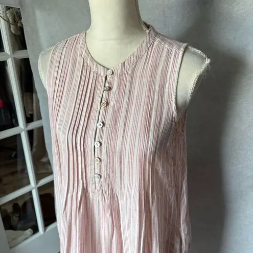 Faherty Sleeveless Linen Blend Dress Striped Casual Striped Pattern Coastal