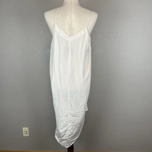 Michelle Mason Bias Cut Midi Slip Dress Size 8 White Silk Spaghetti Strap
