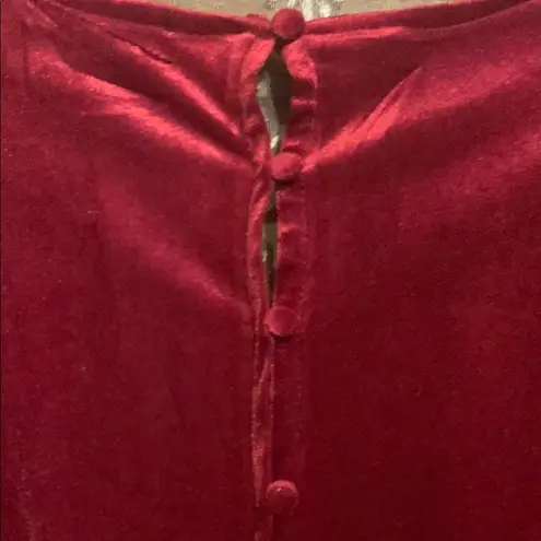 Red Velvet Plunge Gown with Bishop Sleeves Size L