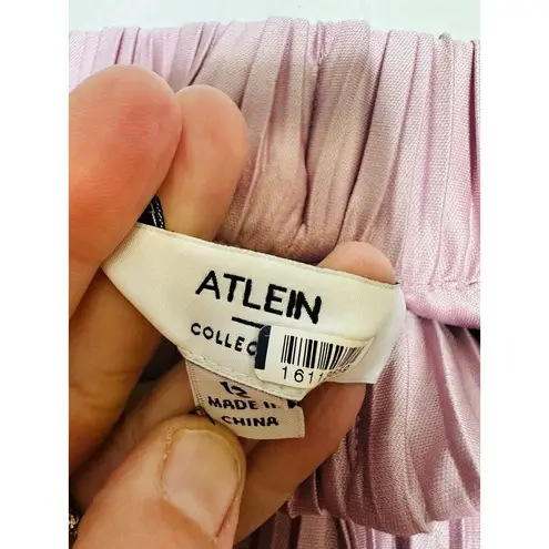 ATLEIN COLLECTIVE Pink Pleated Texture Mauve Plisses Flowy Pants Size 12