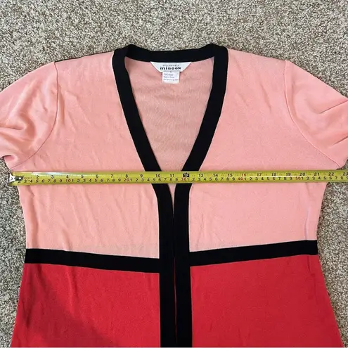 Misook Exclusively Open Front Color Block Cardigan Red/Peach Size Small - Image 5