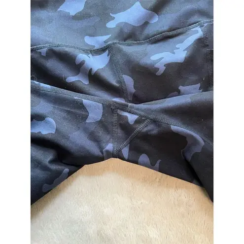 Yogalicious Lux Women's Camo Biker Shorts Blue M High Waist Pockets Size M