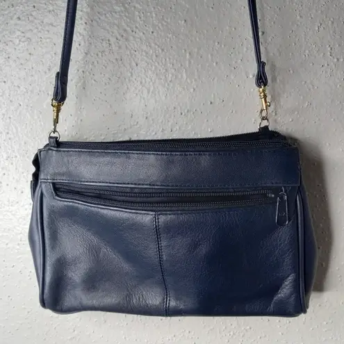 Amanda Smith Bag Genuine Supple Leather Crossbody Minimalist in Dark Navy 10x7