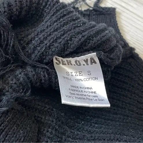 SER.O.YA Distressed Tank cotton knit womens Black (small) chic boho vacation