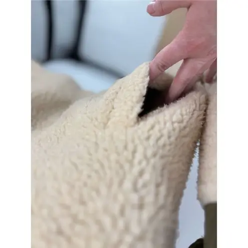 Jacqueline de Yong Green Quilted Cream Fleece Jdyiza Teddy Mix Jacket Size XL Green