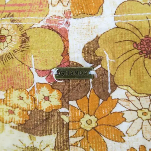 Ghanda Rosa Flares Retro Floral Bell Bottom Pants Orange Size XS