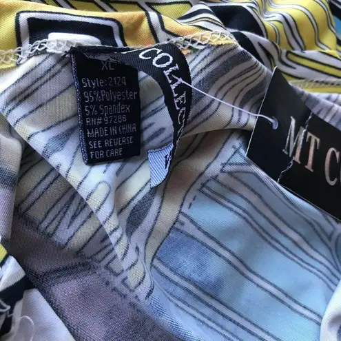 MT Collection Womens Dress Sz XL Off Shoulder Cover Up Brown Blue Black Gold NEW