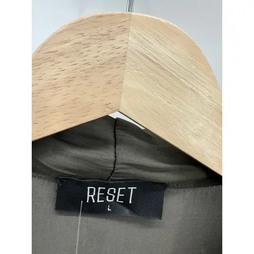 Reset Olive Green Satin Long Sleeve Wren Bodysuit Flowy Loose Women L NWT Size L