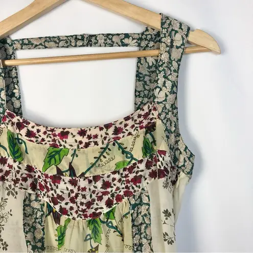 Boutique  Green Floral Y2K Open Back Tank Top S