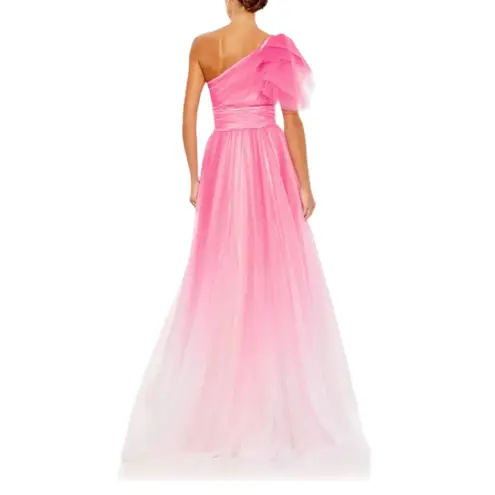 Mac Duggal Pink Glitter Ombre Ruffled One Shoulder Ballgown 20377 Women’s Sz 6