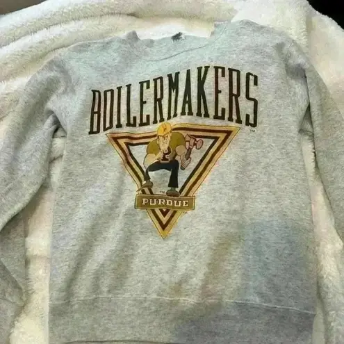 90s VTG Purdue Boilermakers Crewneck Sweatshirt Adult Medium Cotton Made in USA Gray