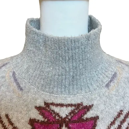 Lou & grey  Sweater Size XS Mock Neck Gray Fair Isle Tunic Winter Comfy Cozy - Image 5