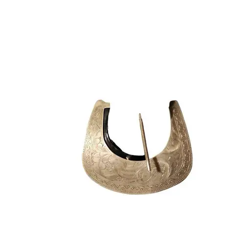 90s Vintage Womens 100% Leather Chunky Braided Elephant Engraved Belt sz M/L Brown