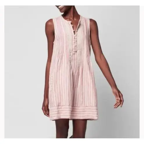 Faherty Sleeveless Linen Blend Dress Striped Casual Striped Pattern Coastal