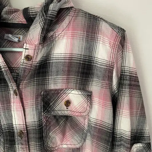 Carhartt  Pink Plaid Flannel Button Down with Hoodie Size Small