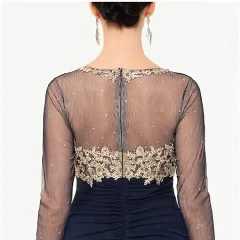 XScape - Embellished Illusion-Bodice Ruched Gown