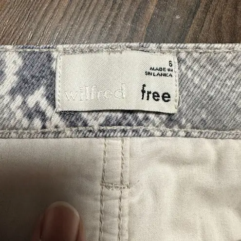 Wilfred Free Aritzia Kelsey Python Denim Mini Skirt Size 6 Cargo Pockets Chic