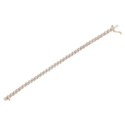 Brilliance Haus of  14K Rose Gold 925 Silver Diamond S Link Tennis Bracelet 7"