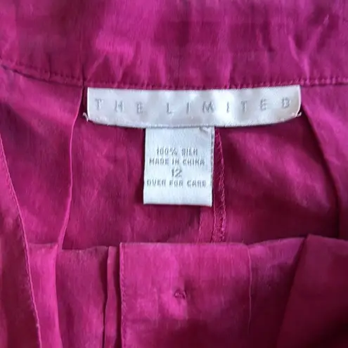 Vintage Silk Button Front Midi Skirt Magenta Pink The Limited size 12 Medium