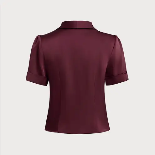 Rihoas Wine Red Satin Blouse Size M