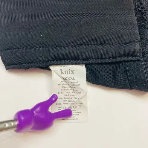 Knix Lace Deep V Bralette Plus Size XXXXL 4X Black Wireless Lightly Lined