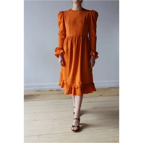 Batsheva NEW Prairie Victorian vampire womens Dress in Orange Moire Size 4
