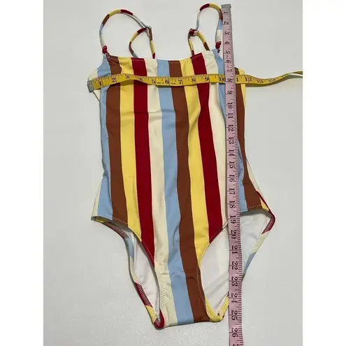 Solid & Striped Nina Multi Color Striped One Piece Swimsuit Blue Red Yellow XS