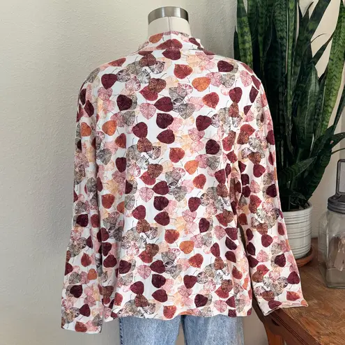 Vintage Fall Leaf Turtleneck Top 100% Cotton teacher size 2X White