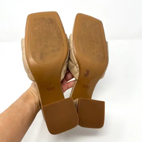 ZARA  Neutral Nude Quilted Square Toe Heels