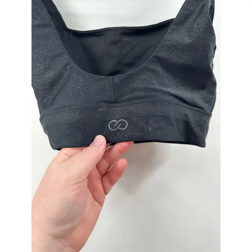 CALIA Women's Energize Medium Support Shine Sports Bra Pewter Size Small Black