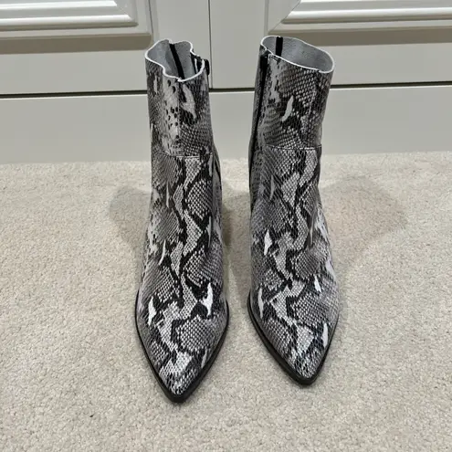 Tony Bianco  Brazen Python Print Leather Boots White Black Snakeskin Zip - Image 2