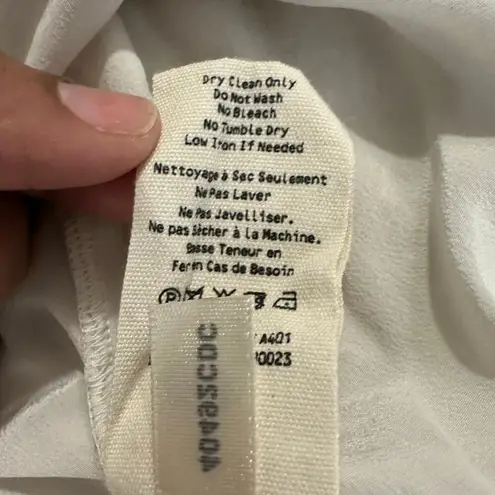 L'Agence Shyla Blouse Women's XS Ivory Silk Long Sleeve Lace-Cuff V-Neck