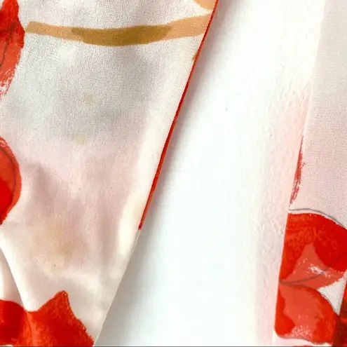 Vintage Vera Neumann 70s Disco Butterfly Collar Floral Button Down Blouse small White