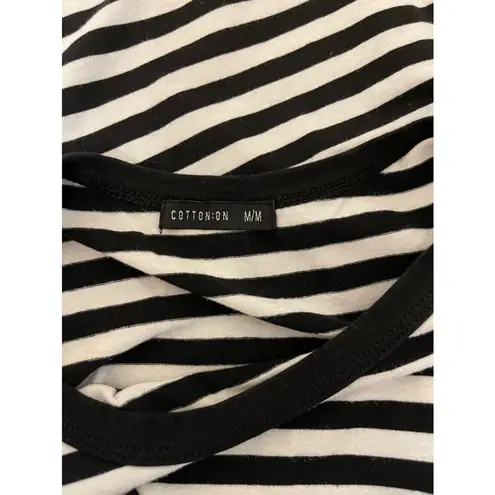 Women's Cotton:On Black & White Striped Dress Size M Size M